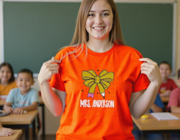 personalized pencil bow cotton t shirt